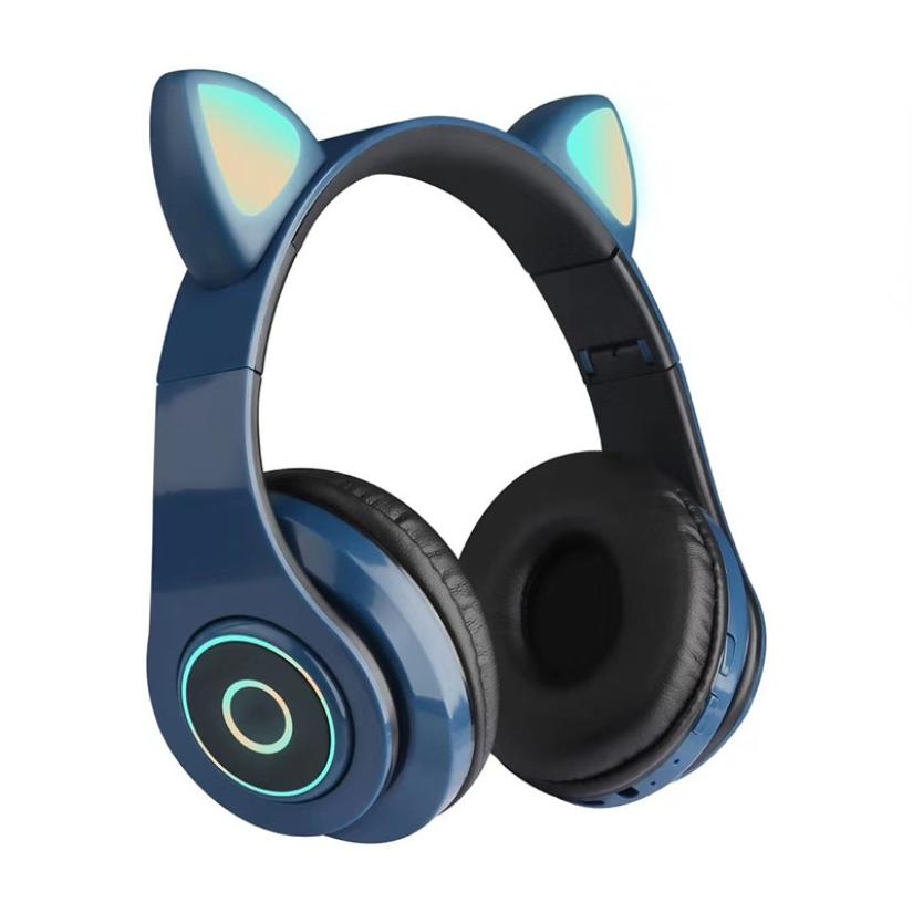New Arrival LED Cat Ear Noise Cancelling Headphones Bluetooth 5.0 Young People Kids Headset Support TF Card 3.5mm Plug with Mic