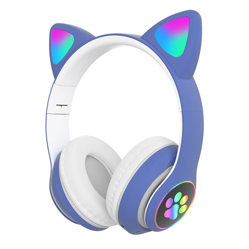 New Arrival LED Cat Ear Noise Cancelling Headphones Bluetooth 5.0 Young People Kids Headset Support TF Card 3.5mm Plug with Mic