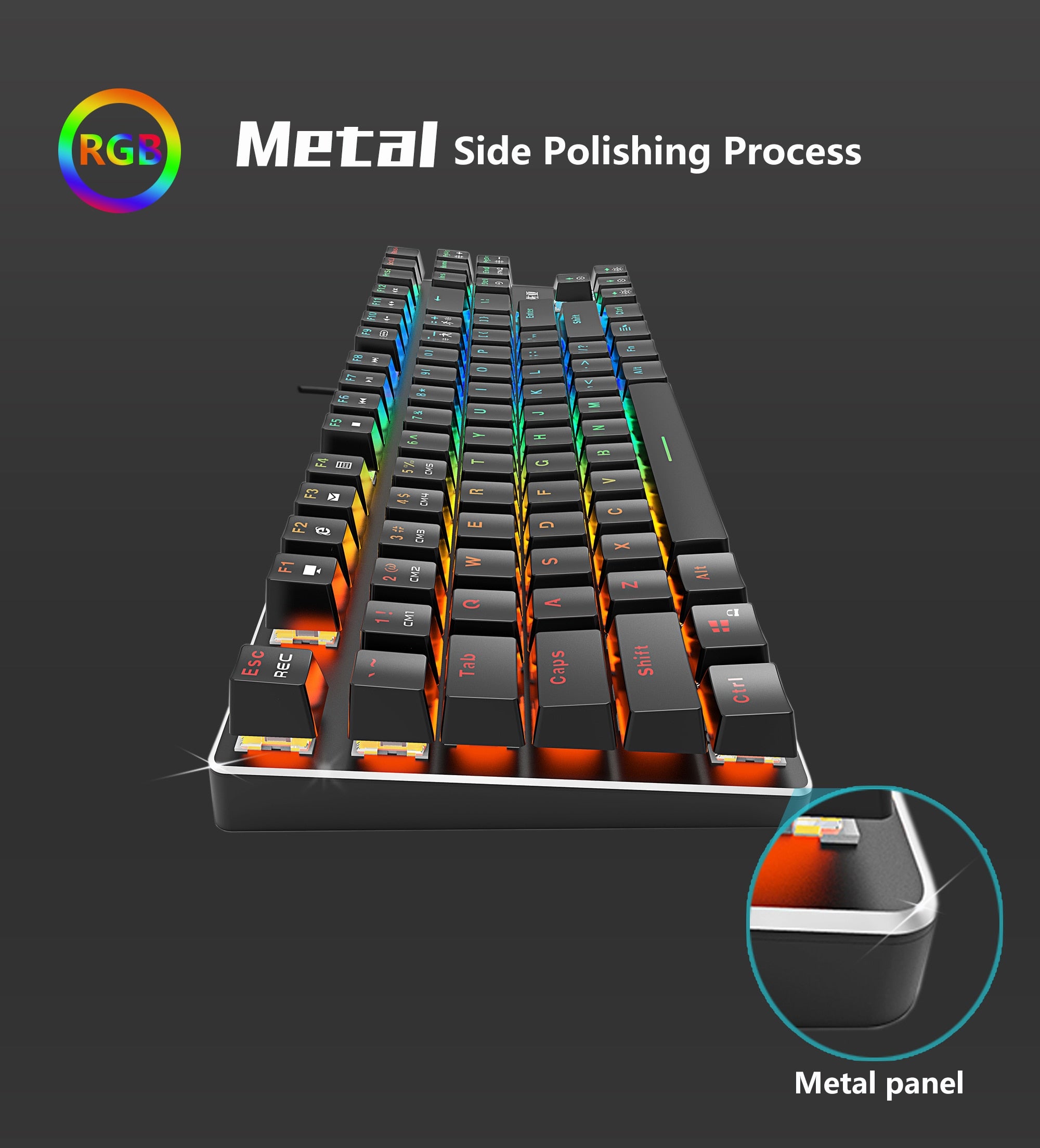 RGB Mix Backlit Wired Gaming Mechanical Keyboard