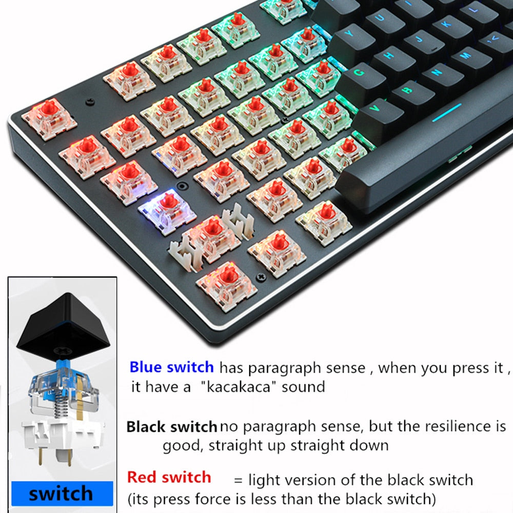 RGB Mix Backlit Wired Gaming Mechanical Keyboard